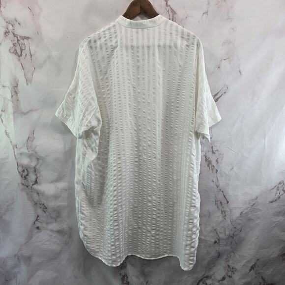 & Other Stories Dress Women 2 XS White Shift Seersucker Striped Button Stockholm - Picture 7 of 15